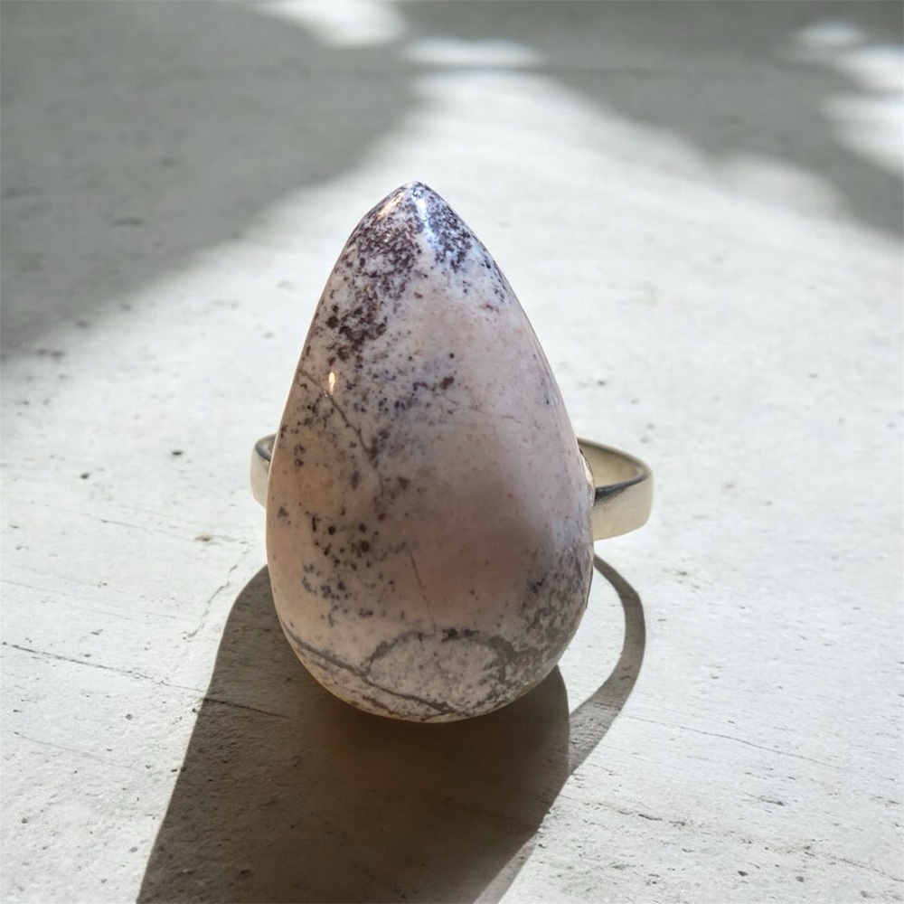 Large Porcelain Jasper Ring Teardrop Statement Ring Neutral Stone Boho